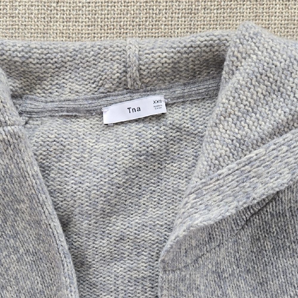 TNA Heather Gray Hooded Long Wool Cardigan - Picture 3 of 5